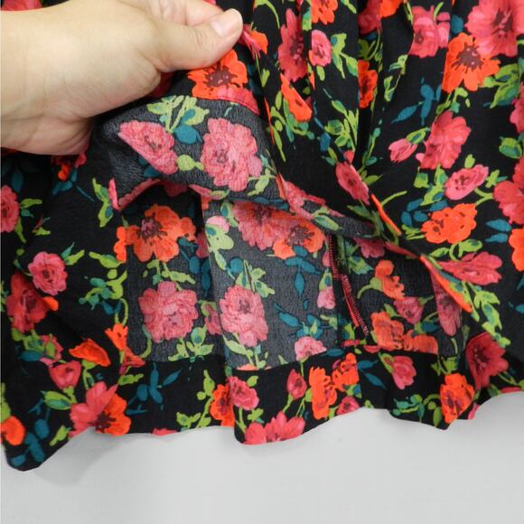 Express Floral Skirt Size XL Pleated Tie Waist Boho Flirty Summer Mini Cottage - Picture 3 of 12